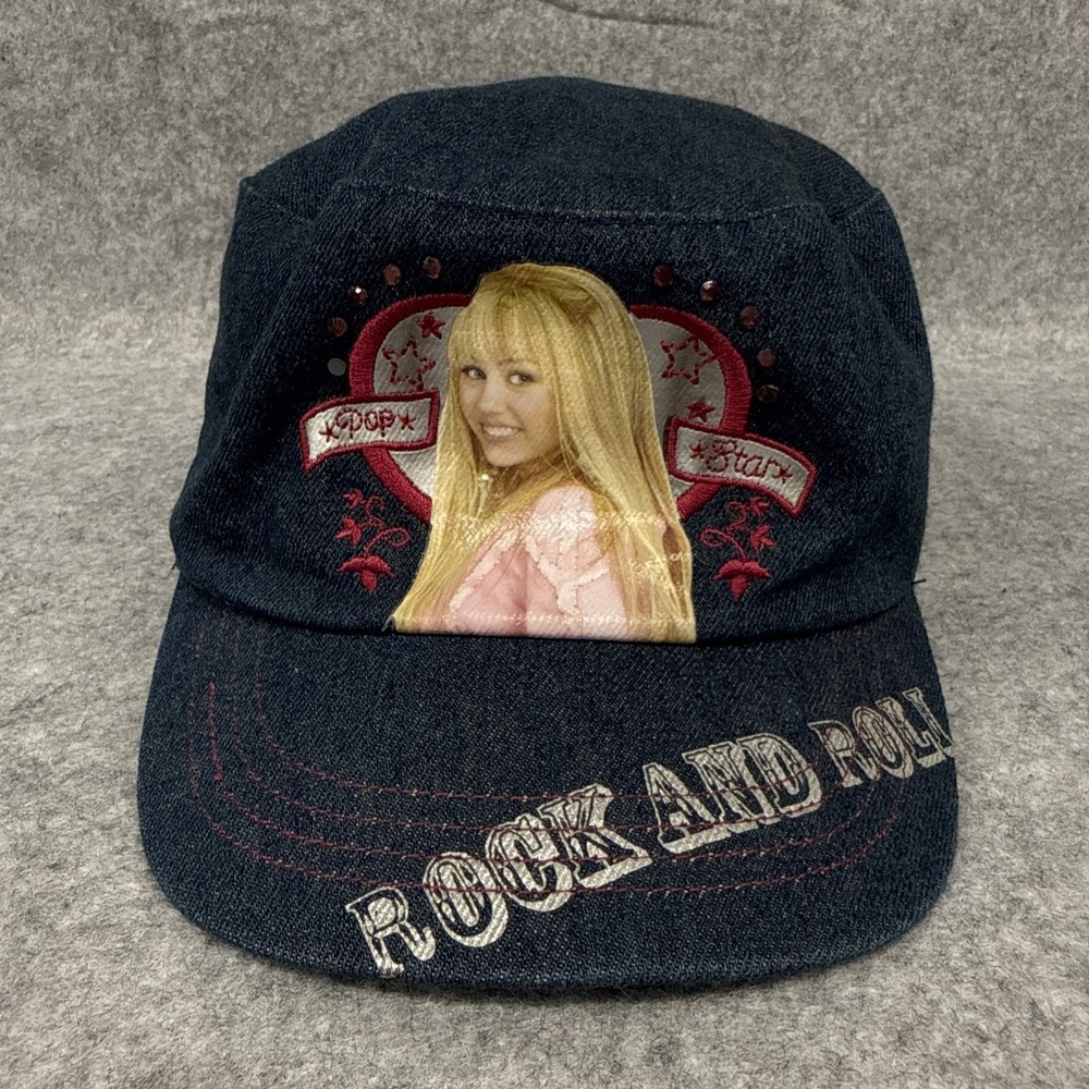Hannah Montana Pop Star Rock And Roll TEENS Girls Fitted Hat Denim OSFM Y2K